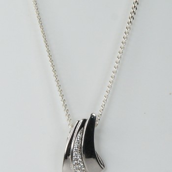 Sterling Silver CZ Shape Pendant and Chain